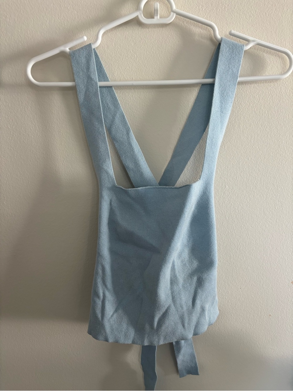 Women's Light Blue Wide-Strap Tank Top with Back Tie
